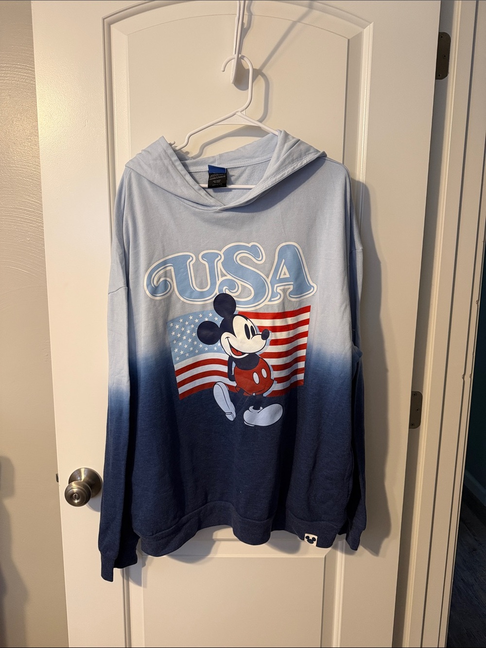 Disney Ombre Blue Mickey USA Hooded Sweatshirt
